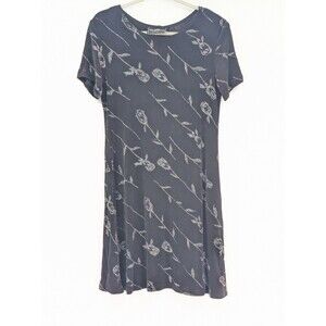 Molly Malloy Romantic Goth Black Rhinestone Roses Midi Dress 90s Size Large